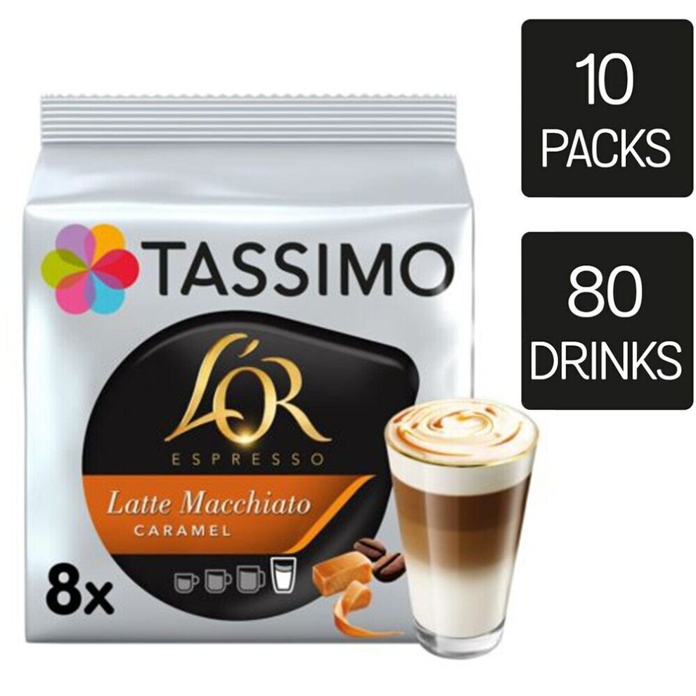 Tassimo L'or Caramel Latte Macchiato Coffee Pods X8 (Pack Of 10, Total 80 Pods)