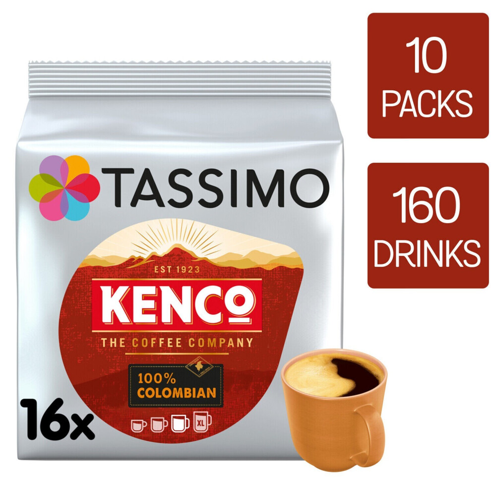 Tassimo Kenco Colombian Coffee Pods X16 (Pack Of 10, Total 160 Pods)