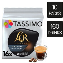 Tassimo L'OR Espresso Fortissimo Coffee Pods x16 (Pack of 10, Total 160 Pods)