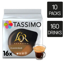 Tassimo L'OR Espresso Classique Coffee Pods x16 (Pack of 10, Total 160 Pods)