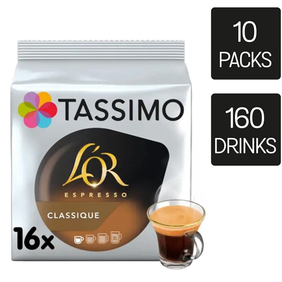 Tassimo L'or Espresso Classique Coffee Pods X16 (Pack Of 10, Total 160 Pods)