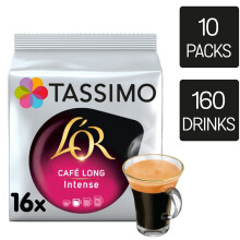 Tassimo L'OR Long Intense Coffee Pods x16 (Pack of 10, Total 160 Pods)