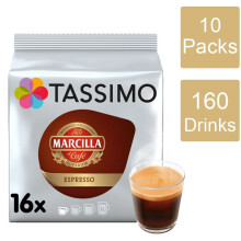 Tassimo Marcilla Espresso Coffee Pods x16 (Pack of 10, Total 160 Pods)