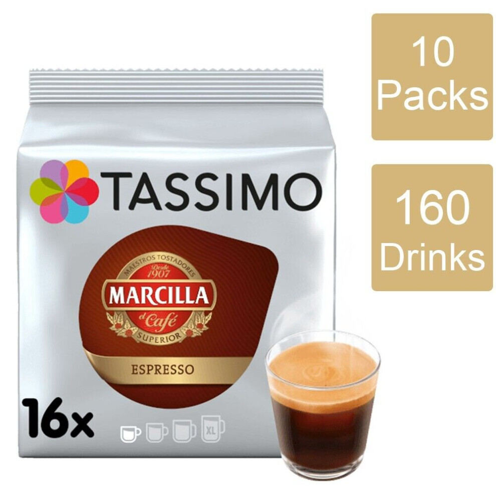 Tassimo Marcilla Espresso Coffee Pods X16 (Pack Of 10, Total 160 Pods)