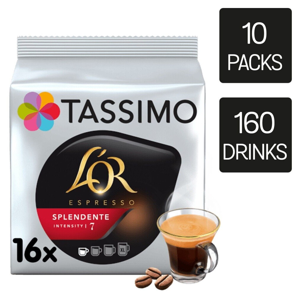 Tassimo L'or Espresso Splendente Coffee Pods X16 (Pack Of 10, Total 160 Pods)