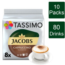 Tassimo Jacobs Cappuccino Coffee Pods x8 (Pack of 10, Total 80 Pods)