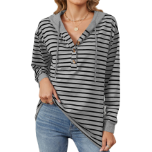 (S, Light Gray Black) Womens Fashion Tops Hoodies for Women Pullover Oversized Sweatshirts Long SLeeve Shirts Loose Fit Light Gray Black S