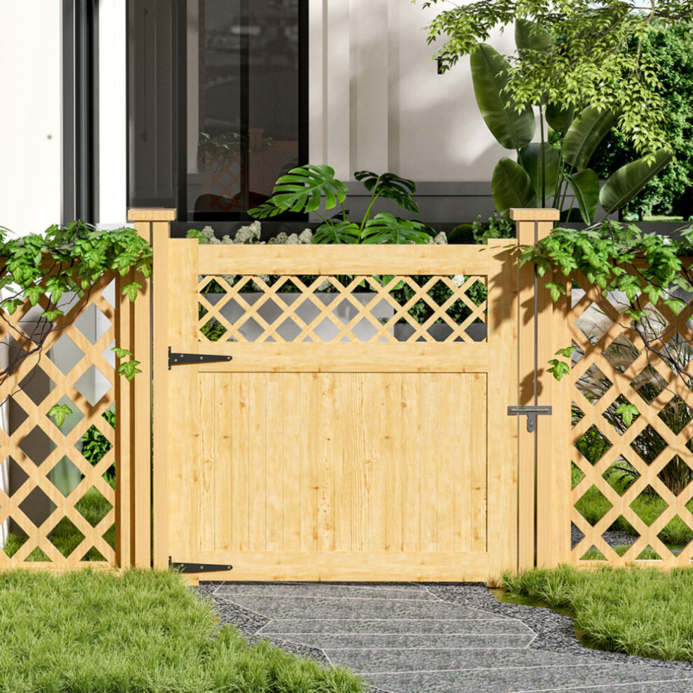 (Natural, 120x120cm) Rural style Rhombus Garden Wooden Gate