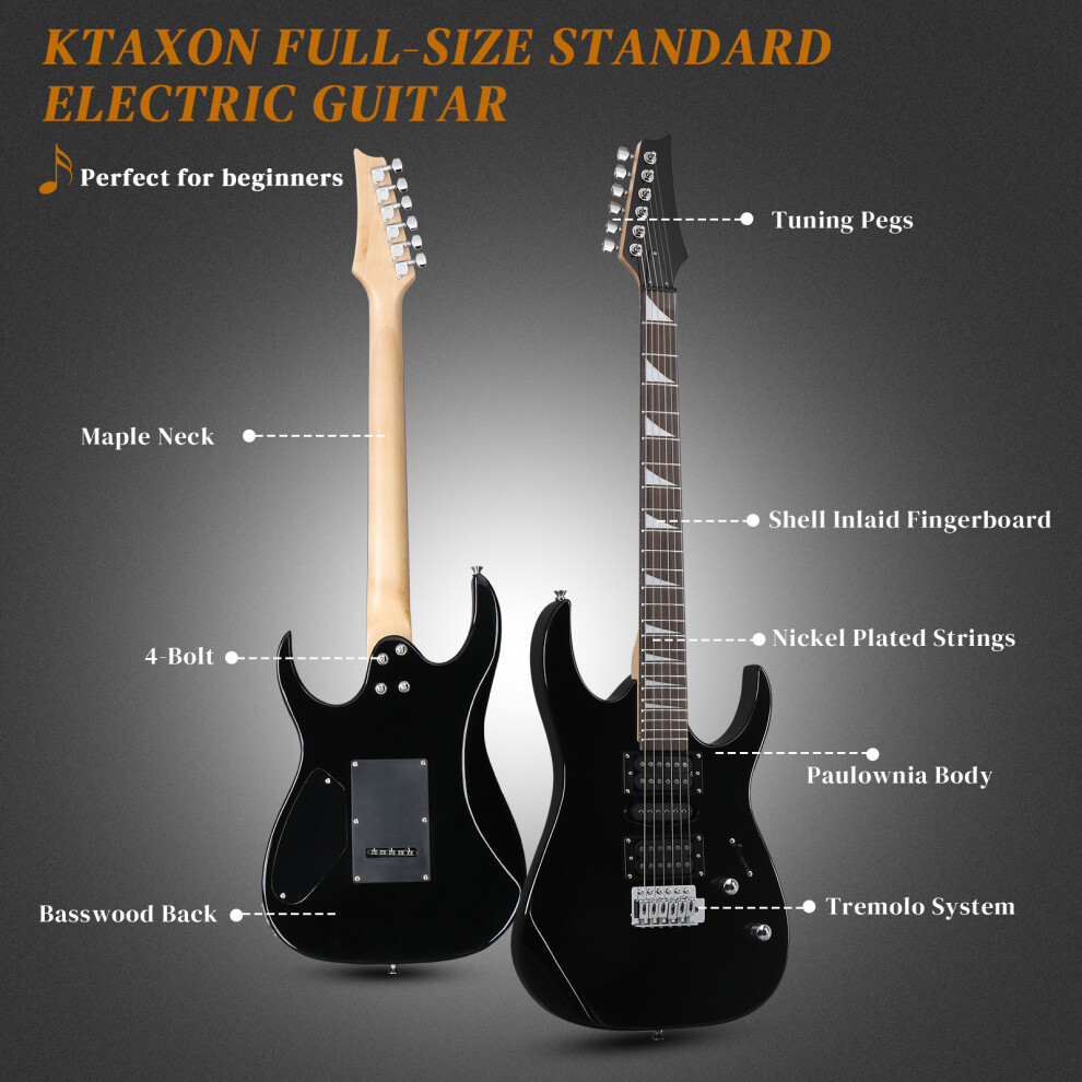 39 Inch Beginners Electric Guitar Kit w/H-S-H Pickup & 20W Amplifier