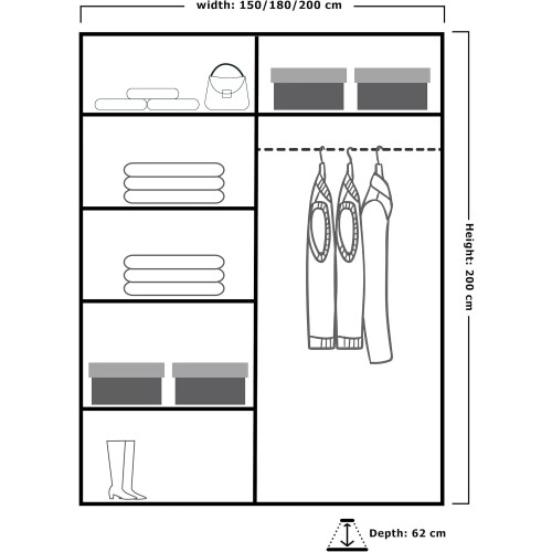 MN Furniture Munich High Gloss Sliding Mirrored Wardrobes Black 200cm 2
