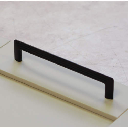 Matt Black Kitchen Cabinet Handle Reeded Ridged 160mm