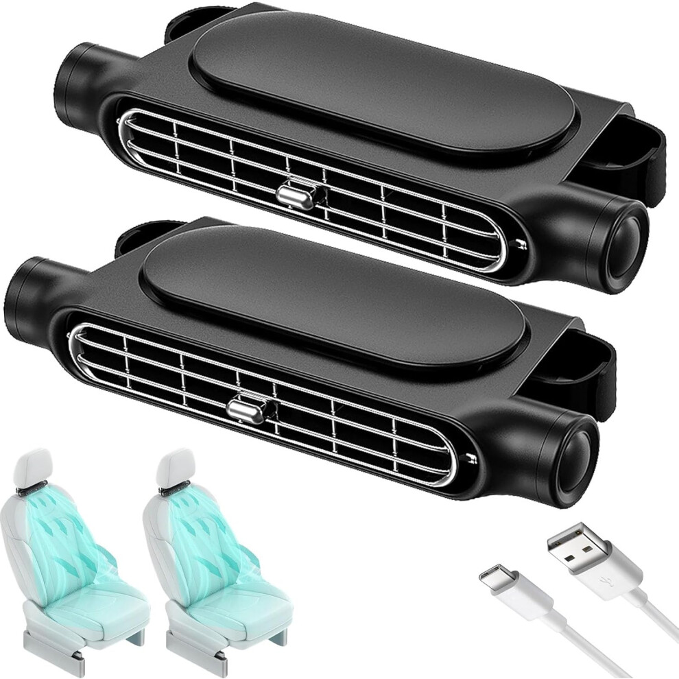 Car Seat Cooling Fan, Mini Portable Usb Rechargeable Backseat Cool Fans With 3 Adjustable Wind Speeds (2Pcs ) Black 6219466270665