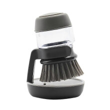 (As show, One size) Gray Press Automatic Pot Washing Brush Liquid Filling Pans Home Kitchen Hydraulic Dish Cleaning Brush Press Soap Brush Descaling Disc Brush