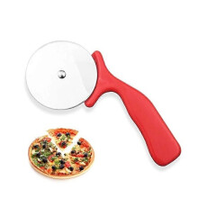 (As show, One size) 2PCS Red Stainless Steel Wheel Slicer Pastry Nonstick Pancake Pizza Cutter