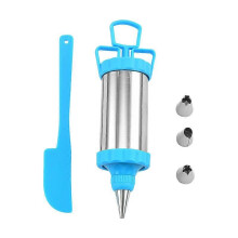 (As show, One size) Blue Kitchen Storage Accessory Stainless Steel Cream Gun Cupcake Injector/Icing Decorating Set