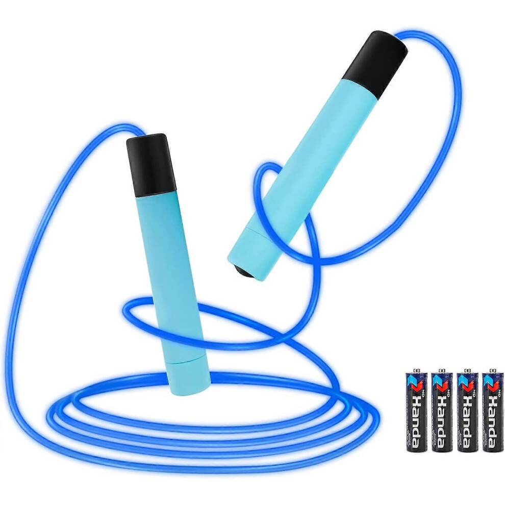 (As show, One size) Jump Rope LED Skipping Rope Light Fitness Skipping Rope, Light Up Toy in Dark Gift Adjustable Length for Kids Adults 2.8M Green