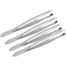 (As show, One size) 4 Pcs Tweezers Professional Stainless Steel Eyebrow Tweezers Professional Eyebrow Tweezers with Non-Slip Coating for Eyebrow Eyelash Ingrown Hair