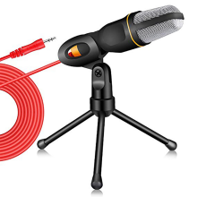 -666 Profesionálny 3,5 mm mikrofón s káblom, domáci AUX audio stereo stolný statív, sada mikrofónov pre PC, telefón, karaoke - čierny