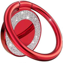 (As show, One size) Red Mobile Phone Ring Holder Finger Stand, Metal Finger Ring Holder for Strong Magnetic Car Mount Compatible with Smartphone