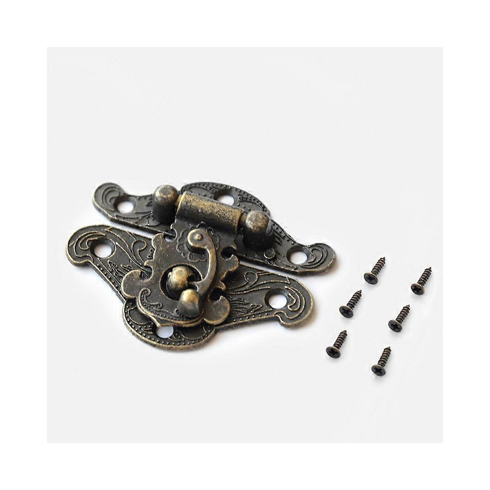 (As Show, One Size) 2Pcs(S)Antique Embossed Latches Hasp Latch Wooden Box Hasp Latch Small Box Hardware Engraved Patterns Hinges Latches With Screws F 4704245274375