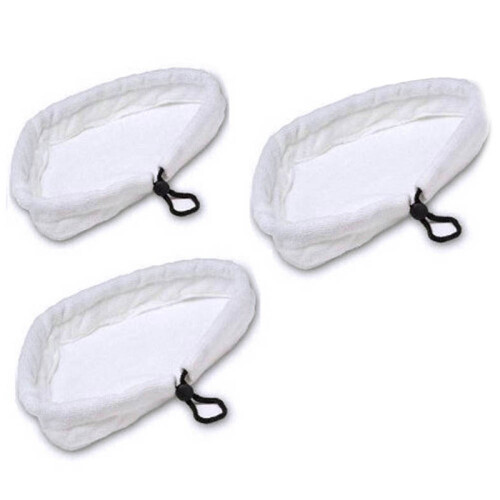 3-Pack Microfiber Cleaning Pads for S302/S001 Steam Mop - Washable, Super Absorbent, 28 x 21 cm, White