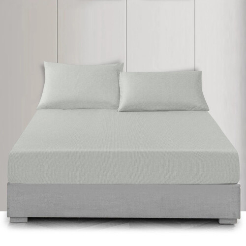 (Silver, King (150 x 200 cm)) Fitted Sheet Bed Sheets Extra Deep 25CM Single Double King Sizes