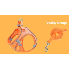 (As show, One size) Orange(SVest Style Pet Traction Rope Pussy Dog Chest Harness Breathable Reflective