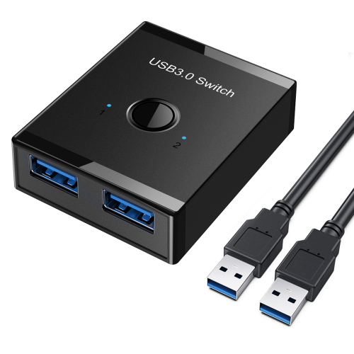 Comutador USB KVM HUB 3.0 Seletor de comutador para teclado de PC, mouse, impressora, 1 compartilhamento, 2 dispositivos 2