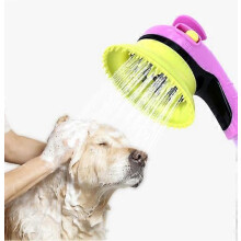 (As show, One size) (Rose Red+Yellow) Dog Shower Sprayer - Sprayer and Scrubber Tool Pet Bath Supplies