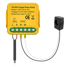 Monitor de medidor de energia WiFi Tuya 1CH, notificações de automação de corrente de energia em tempo real, controle remoto Smart Life