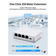 ks 4 porty 1 až 3 porty PoE extender pasívny kaskádovateľný IEEE802.3Af 100Mbps pre IP prenos opakovač prepínač NVR