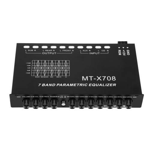 7-Band Car Audio Equalizer, Adjustable 7 Bands EQ Amplifier Graphic Equalizer with CD/AUX Input Select Switch,Black