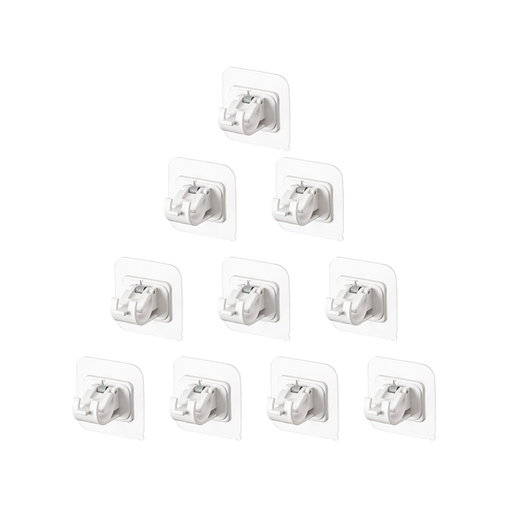 10Pcs Hooks For Curtain Rod Without Nails Brackets No Drilling Self Adhesive Fixed Clip Bracket 4851097991001