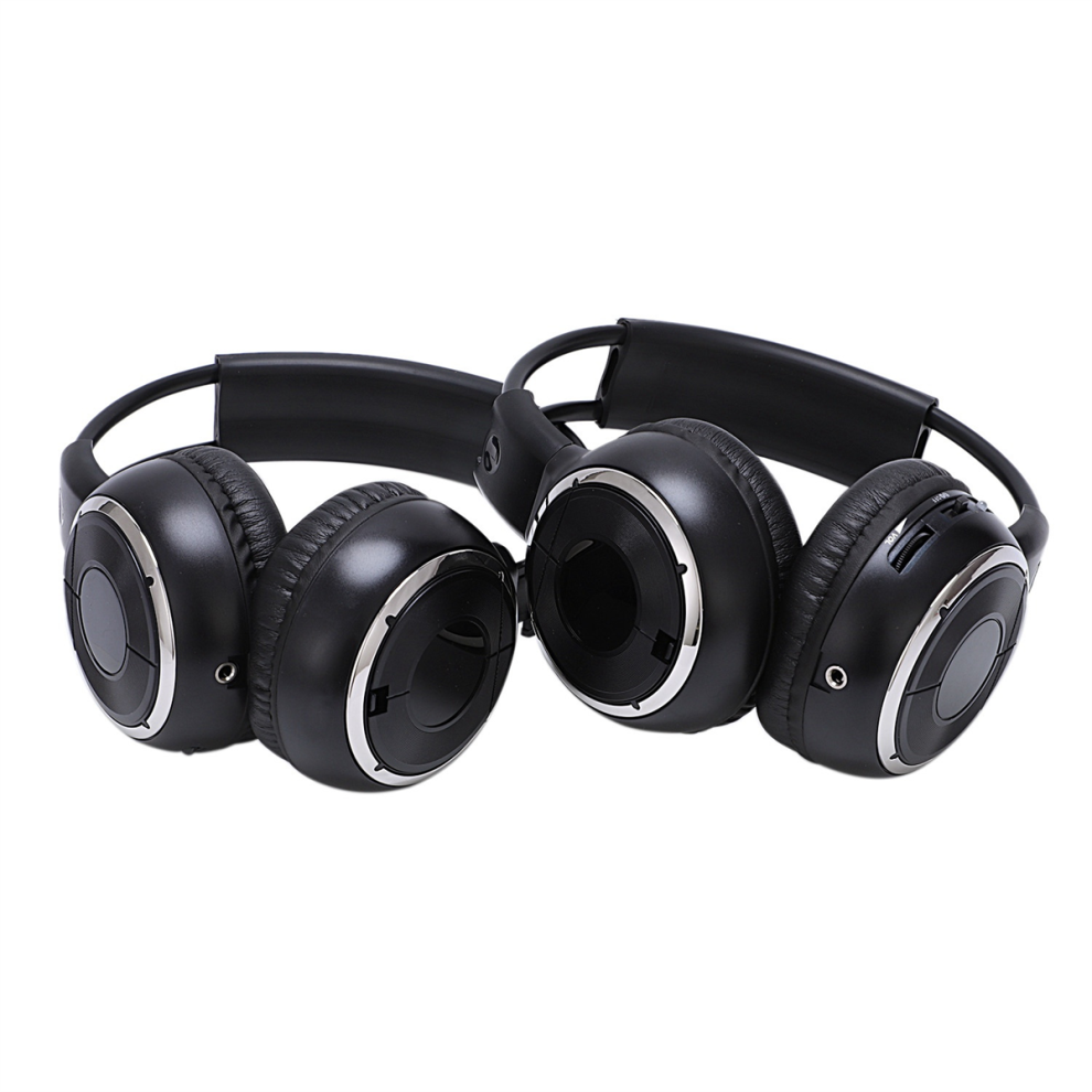 2 X Double Infrared Stereo Wireless Headphone Headset Ir Car Dvd Player Headrest Black 4851097906944