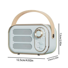 Retro Speaker 360 Stereo Effect Bluetooth Mini Vintage Radio Home Decor Sound Box for Outdoor White
