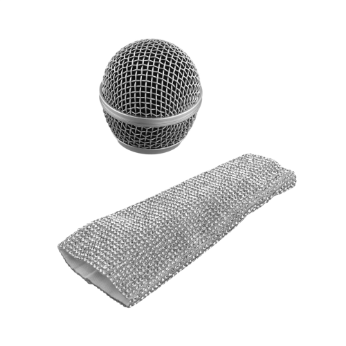 Capa para microfone com fio Sparkle e grade de malha para microfones, prata 2