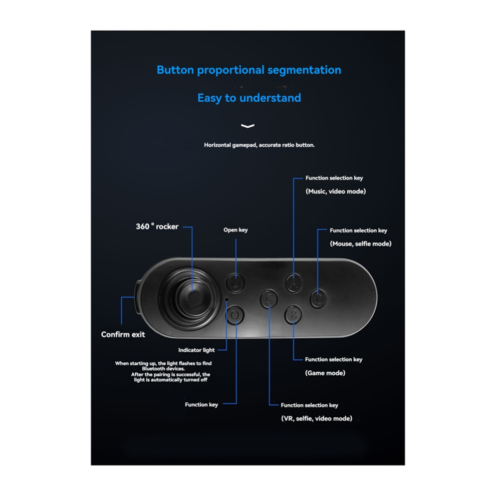 Bluetooth Wireless Vr Remote Game Controller Joystick Gamepad Somatosensory Control Black 4851097999618