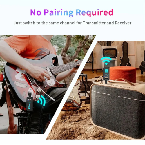 2.4G Wireless Guitar System Rechargeable Transmitter Receiver 48K/16bit Real-Time Transmission Rotatable Plug,B 2