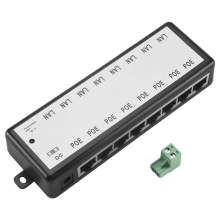 8-portový rozbočovač PoE injektorov pre CCTV sieťovú kameru, napájanie cez Ethernet IEEE802.3Af