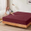 (Burgundy, Double (137 x 190 cm)) Fitted Sheet Bed Sheets Extra Deep 25CM Single Double King Sizes 1