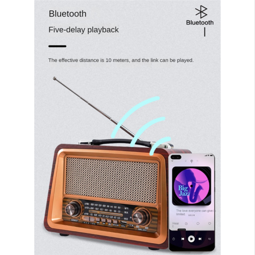 Bluetooth Speaker, Smalody 10W Draagbare Draadloze Retro Klassieke Houten Luidsprekers 10 Uur Speeltijd Bruin