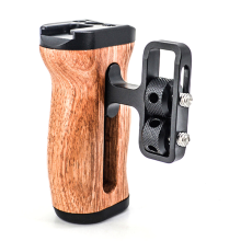 Gabbia per fotocamera multifunzione, maniglia laterale sinistra/destra per foto, impugnatura in legno, slitta fredda, microfono, luce video
