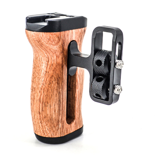Multi-Function Camera Cage Left/Right Side Handle for Photo Expand Wooden Grip Cold Shoe Mic Video Light
