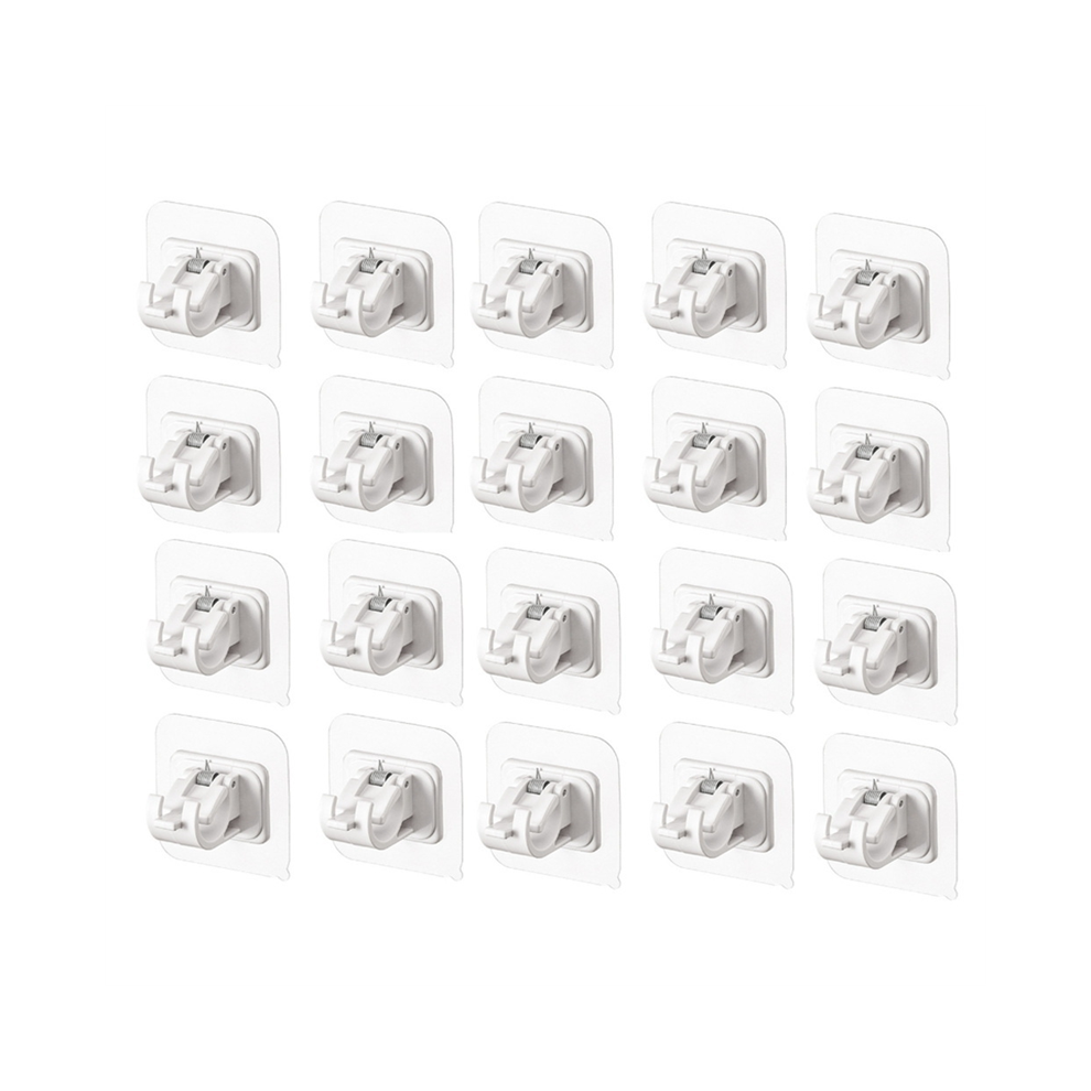 20Pcs Self Adhesive Curtain Bracket Holder Rod Hooks Wall Hanging Fixed Clip Adjustable Storage Clamp-A 4851097901871