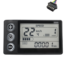 24V 36V 48V 60V S866 -ohjainpaneelin kojelauta sähköpyörän LCD-näyttö sähköpyöräskootterille (SM-pistoke 5-nastainen)