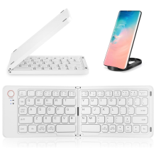Mini skladacia bezdrôtová klávesnica Bluetooth (synchronizácia až 3 zariadení), prenosná skladacia pre Android, biela