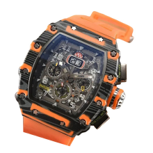 Orologio da uomo di lusso in stile meccanico, impermeabile, con 6 lancette e funzione di secondo secondo, al quarzo a forma di botte di vino 2