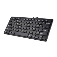 Compact Wired Keyboard USB - Ultra-Thin for PC Mini Gaming Black