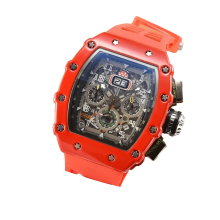 Orologio da uomo di lusso in stile meccanico, impermeabile, con 6 lancette e funzione di secondo secondo, al quarzo a forma di botte di vino