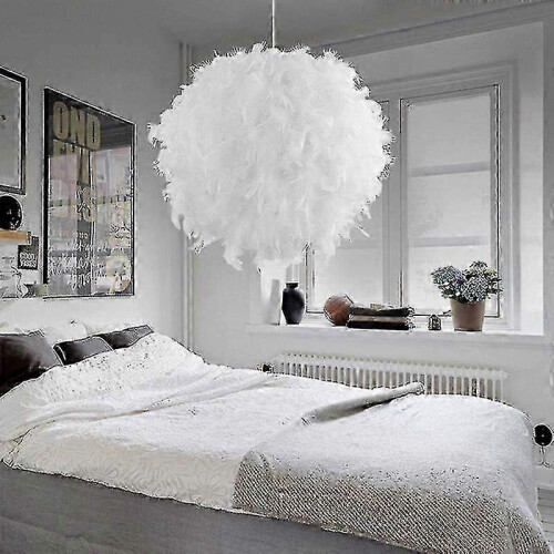 White Feather Ceiling Lamp Pendant Non-electric Shade with Reducing Ring - 30cm